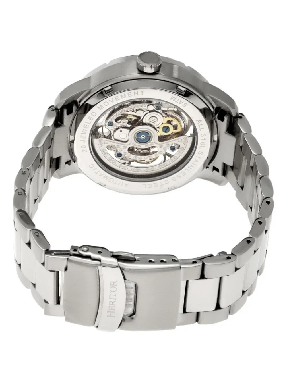 NWT Heritor Ryder Automatic Silver Skeleton Dial Men's Watch